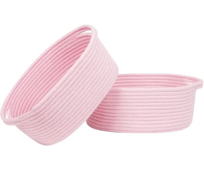 2 Pieces Small Cotton Woven Rope Storage Baskets For Organizing For Gifting Stor - Image 1 of 4