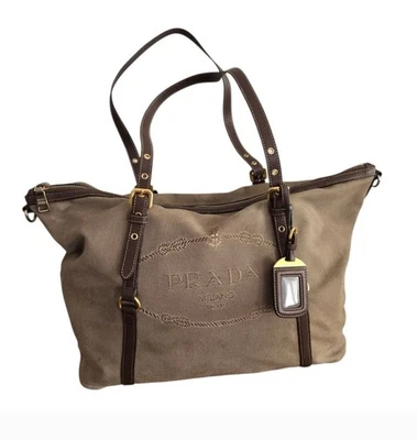 PRADA Tote Large Brown Canvas/Leather - Image 1 of 4