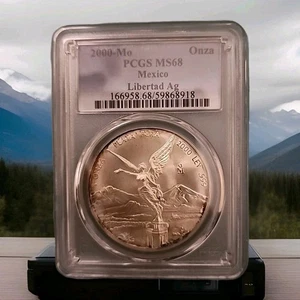 2000 Mo PCGS MS68 - MEXICO - 1 oz Silver Libertad Onza - Picture 1 of 3
