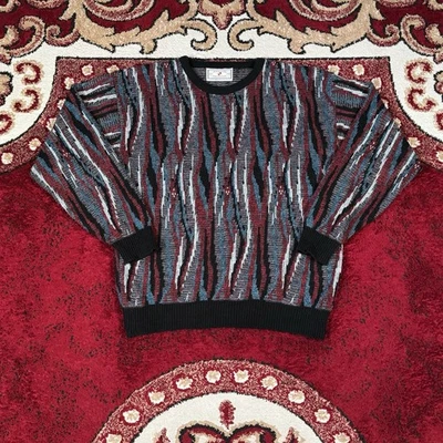 Vintage 90s Pinnacle Collection Geometric Coogi Knit Sweater Size L Made in USA - Image 1 of 4
