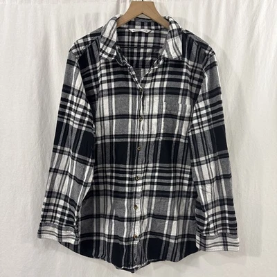 Camisa para mujer Sonoma talla XXL negra/gris/blanca cuello a cuadros abotonado manga larga Foto 1 de 4