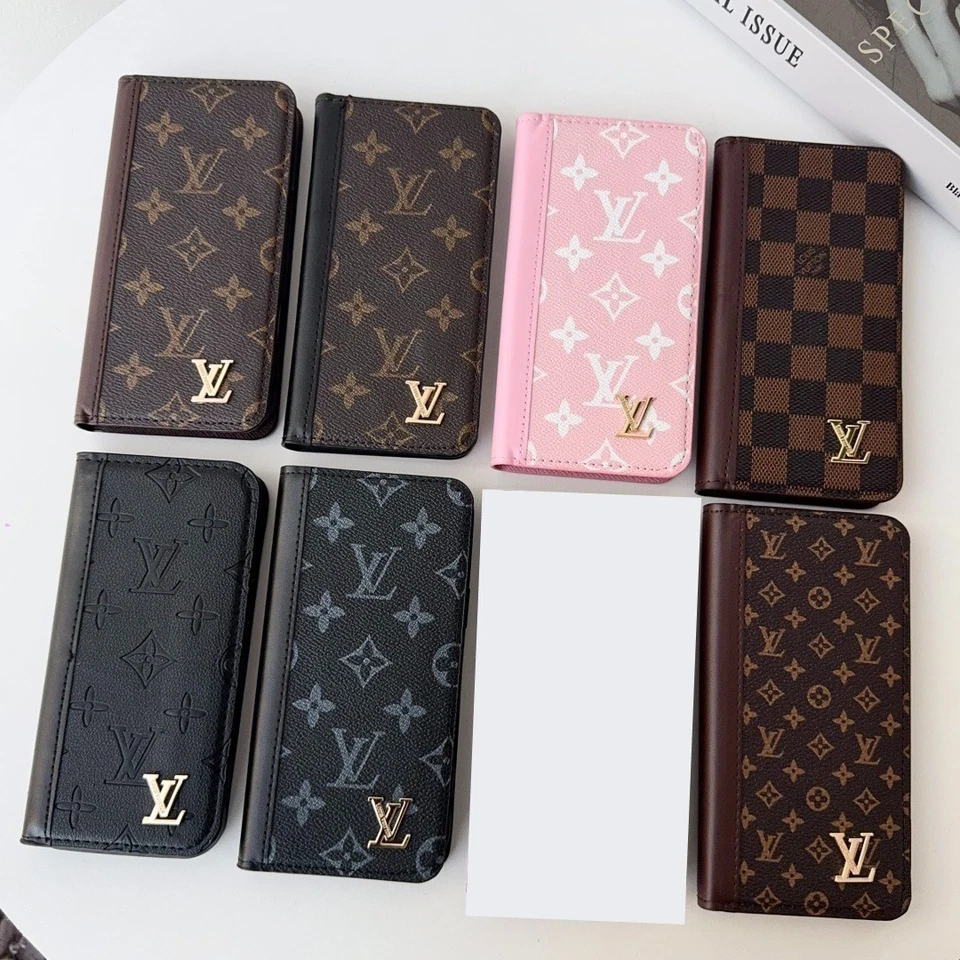 Leather logo Wallet Case For iPhone 17 Pro 16 15 Plus 17 Pro Max Magnetic Flip - Image 1 of 4