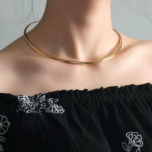 Stainless Steel Open Choker Necklace for Women – Minimalist Cuff Gift - Picture 1 of 26