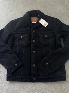 Chaqueta aislante Sherpa pequeña para hombre Levis pantalones vaqueros camionero chaquetas negras - Imagen 1 de 17