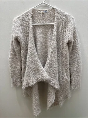 Jolt Women’s Cozy Faux Fur Draped Open Front Cardigan   Ivory Size XSmall - Image 1 of 4