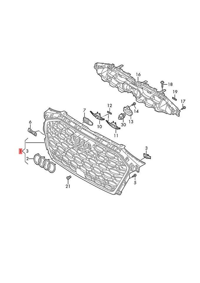 Original AUDI A3 S3 Sportback Lim. quattro. Rejilla radiador 8YA 8Y0853651BCALZ Foto 1 de 1