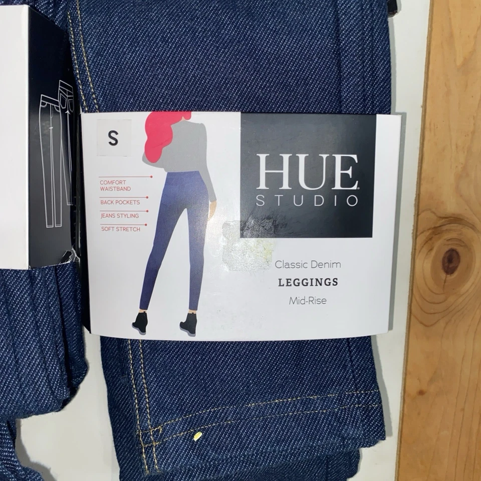 Mujer Tono Estudio Clásico Denim Leggings Tiro Medio Tejido Jean, Índigo Profundo, Pequeño S Foto 1 de 2