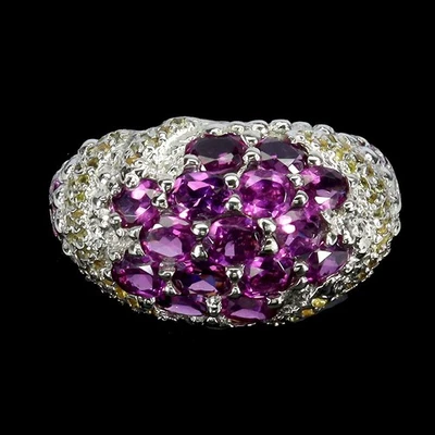 Anillo de plata de ley 925 ovalado rodolita zafiro piedras preciosas naturales joyería talla 7 Foto 1 de 4