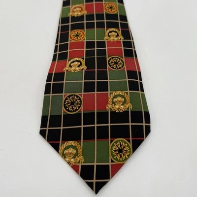 ACME Studio AEROBLEU Havana No. 4 gravatas 100% seda pescoço preto verde vermelho quadrados - Imagem 1 de 4