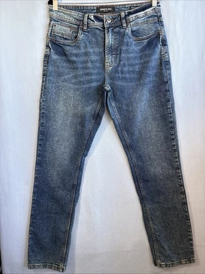 Kenneth Cole Straight Tapered Jeans Mens 32x32 (29.5"L )*Blue Whiskered Faded - Image 1 of 4