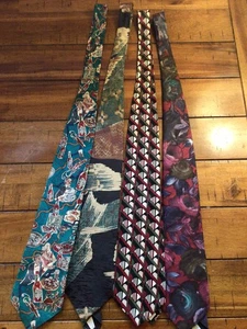 Krawatte 4 Stück Vintage Geometrisch Krawattenbaum Retro Sauber - Bild 1 von 4