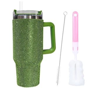 40oz Bling Tumbler with Handle and Straw,Rhinestone Insulated Stainless Steel... - Foto 1 di 7