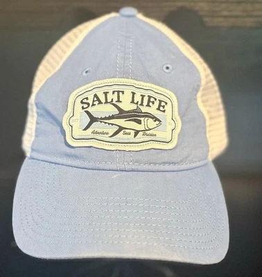 Nueva gorra de béisbol Salt Life Fishing SnapBack talla única, malla azul blanca Foto 1 de 4