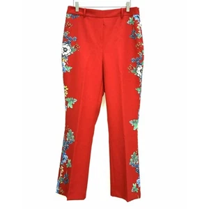 Zara Floral Slim Boot Crop Pants Size XS Red Multi - Imagen 1 de 11