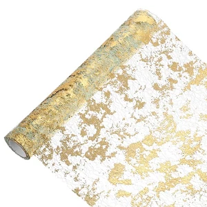 15 Feet Table Runner, Sequin Gold Foil Thin Mesh Metallic Table Decor, Gold Tone - Imagen 1 de 6