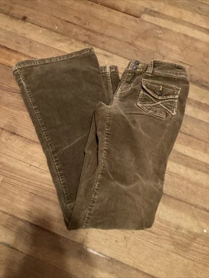 Union Bay Size 9 Stretch Brown Pants Flare Corduroy Style Button Zip Pockets - Image 1 of 4