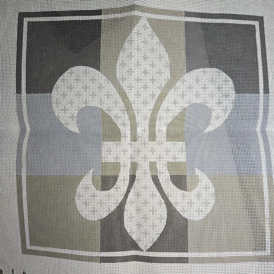 Machelle Somerville Fleur De Lis Needlepoint Canvas 12x12" 14 Mesh - Image 1 of 1