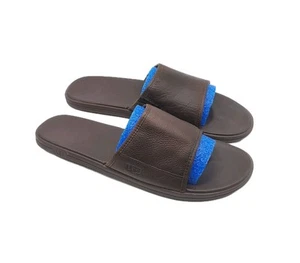 Ugg Seaside Slides Men Sz 12 Brown Leather Comfort Footbed Slip-on Sandals - Picture 1 of 16