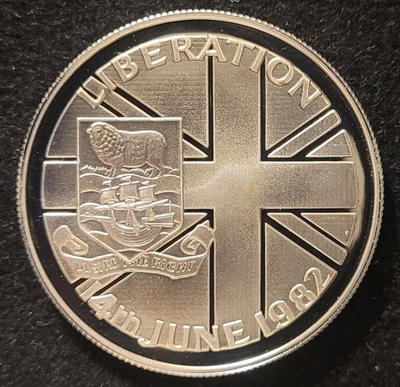 1982 Falkland Islands 50P "Liberation Coin" • Sterling Silver • Cameo Proof - Image 1 of 3