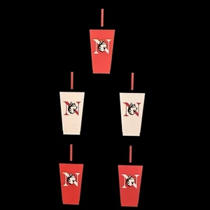 Set Of 5 Sarbucks Northeastern Huskies Reusable Cold Cups With 5 Straws - Picture 1 of 7