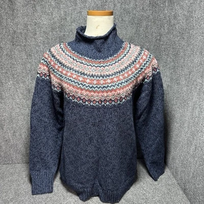 Suéter LL BEAN SIGNATURE Para Mujer (XL) Fair Isle Grande Acogedor Cuello Simulado Nórdico AOP Foto 1 de 4