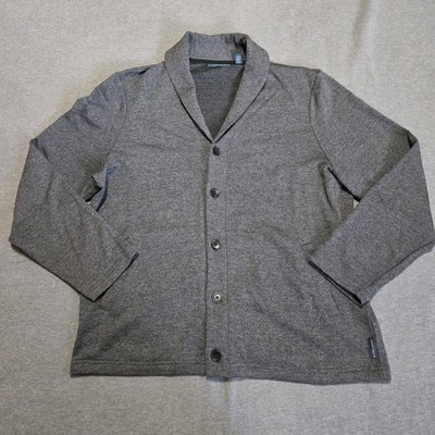 Perry Ellis Mens Cardigan Size XL Shawl Collar Button Front Charcoal Gray Preppy - Image 1 of 4