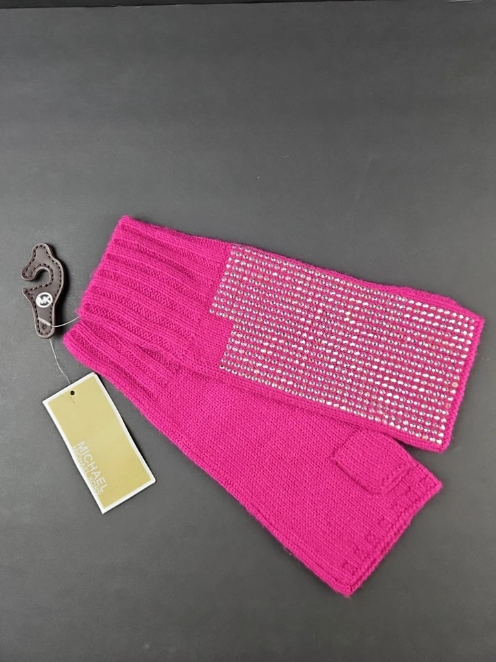 Guantes Michael Kors Sin Dedos Rosa Plata Embellecidos Mezcla Kint Para Mujer Nuevos Con Etiquetas Foto 1 de 4