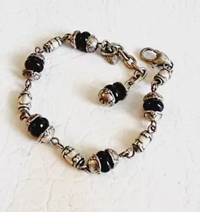 Brighton Gleam Black Crystal Silver Bracelet 7"to 8.5" - Picture 1 of 6