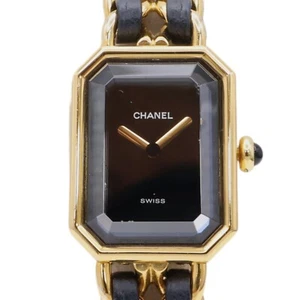 CHANEL Premiere Watch Black Dial Leather Strap Size M - Picture 1 of 15