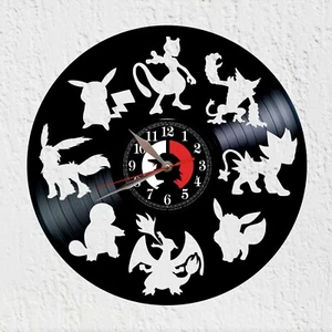 Vinywoody Orologio disco in vinile Silhouette Pokemon anime videogioco decora... - Foto 1 di 3