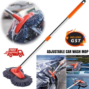 Mop Cleaning Brush Adjustable Car Wash Mop with Long Handle For Window Rotate AU - Picture 1 of 15