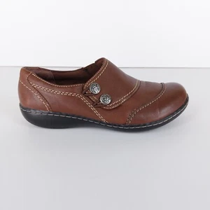 Clarks Women's Size UK 5 D Brown Leather Embrace Charm Slip On Clogs Nurse Shoes - Picture 1 of 8