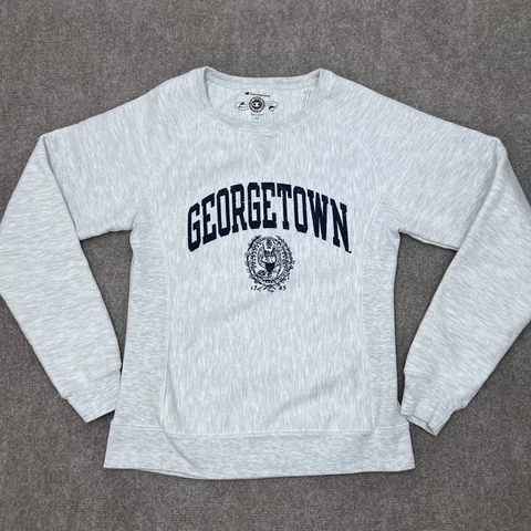 Georgetown Hoyas Sweatshirt Champion Reverse Weave Womens Small Pullover Crew Cover