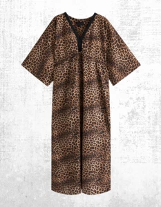 Ex Women’s N£XT Animal Maxi Kaftan Dress in Brown Animal Mix RRP 50 - Picture 1 of 8