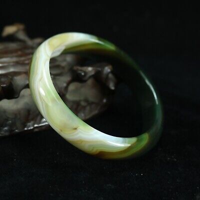 Chinese Certified Natural Agate Chalcedony Texture Jade Gems Bracelet Bangle • 3.25$