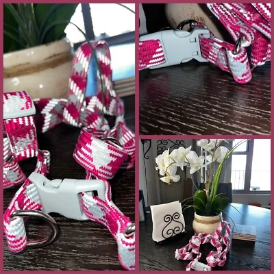 Top Paw Step-In Dog Harness Pink/Grey Argyle Size Large/Girth 30"-40" [New] - Image 1 of 4