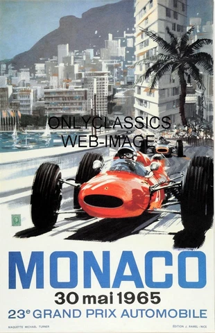VINTAGE AUTO RACING MONACO GRAND PRIX FORMULA ONE 12X18 POSTER INDY 500 RACE CAR Cover