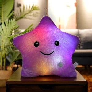 Star Pillow Purple With Light 9 Inch Stuffed Animal Plush Toys Fluffy Gifts - Picture 1 of 1