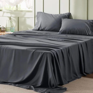 Queen Bettwäsche grau - weiche Bettwäsche für Queen Size Bett, 4 Stück Hotel Luxus Queen - Bild 1 von 12