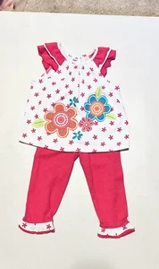 Kidgets Sleeveless Top with Matching Pants, White/Pink - Size 6/9 mo (VGUC) - Picture 1 of 7
