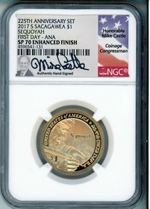 2017 S $1 SEQUOYAH 225TH ANNIVERSARY SET MIKE CASTLE SP70 ENHANCED FINISH - Picture 1 of 2