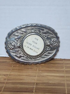 Western Silver Colored Belt Buckle For Your Silver Dollar or 39 MM Stone - Bild 1 von 2