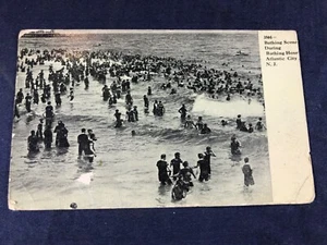 V3-83 VINTAGE POST CARD - BATHING SCENE DURING BATHING HOUR ATLANTIC CITY, NJ - Picture 1 of 6