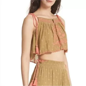 Free People Tank Hearts Rising Embroidered Boho Tank Top Small Cropped Summer - Picture 1 of 11