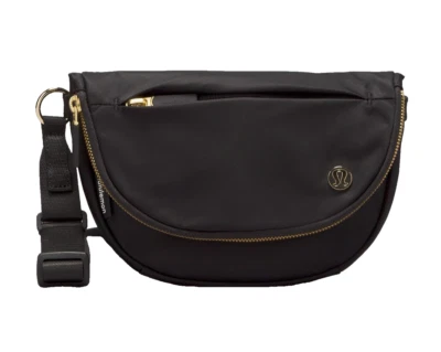 NWT LULULEMON All Night Festival Bag Micro 2L Black Gold Trim Crossbody 5.5x5x2 - Image 1 of 4