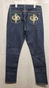 Southpole Jeans Womens 11 Juniors Embroidered Skinny Stretch 30x31 Blue Pants  - Picture 1 of 11