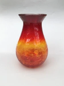 Walter Blenko Amberina Crackle Glass Vase 2014 READ 11” - Picture 1 of 18