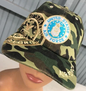 Baseballmütze Mütze US United States Air Force Camouflage große Krempe Logo verstellbar - Bild 1 von 8