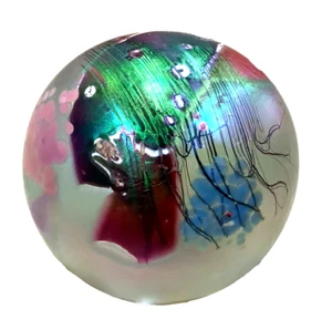 BEAUTIFUL LARGE 4" GLASS HOUSE IRIDESCENT PAPERWEIGHT SIGNED WALLI &BRAKKEN 1991 - Picture 1 of 7