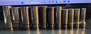 11 Snap-on 3/8" Dr. Deep Sockets 7/8, 3/4, 11/16, 5/8, 9/16, 1/2, 7/16, 3/8 5/16 - Picture 1 of 3